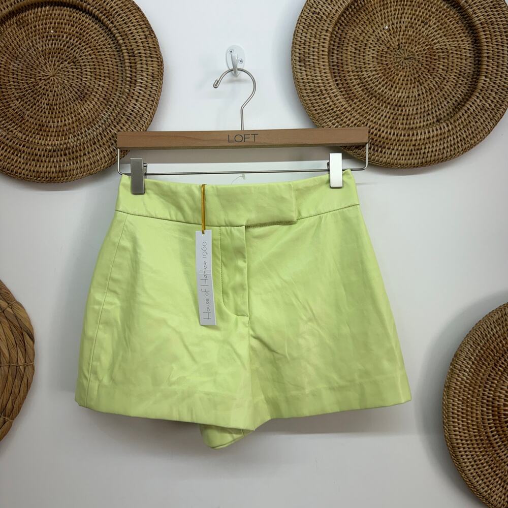 NEW House of Harlow Lime Faux Leather Shorts 2